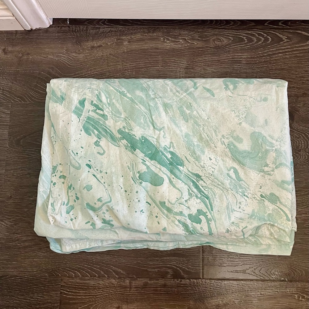 Crate & Barrel marbled tablecloth